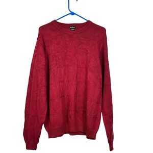 NorthCrest Sweater Mens Medium Red Cotton Knit Textured Long Sleeve Pullover
